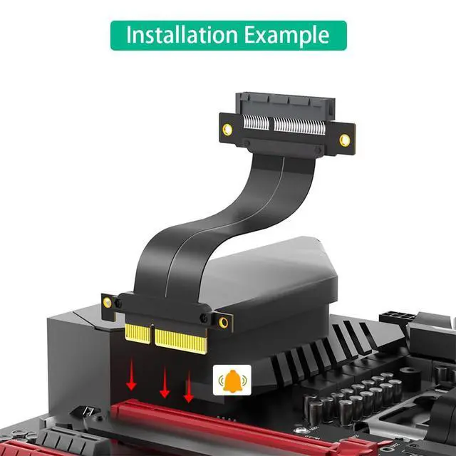 Alt view image 7 of 7 - PCI-E 4.0 4X 1X Extension Cable 10CM High Speed 8Gbps/4Gbps with Gold-Plated Connector for 1U 2U Chassis (4X, 180° to 180°,10cm)