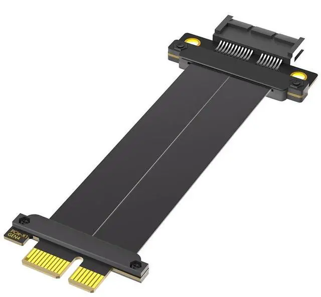 Main image of PCI-E 4.0 4X 1X Extension Cable 10CM High Speed 8Gbps/4Gbps with Gold-Plated Connector for 1U 2U Chassis (1X, 180° to 180°,10cm)