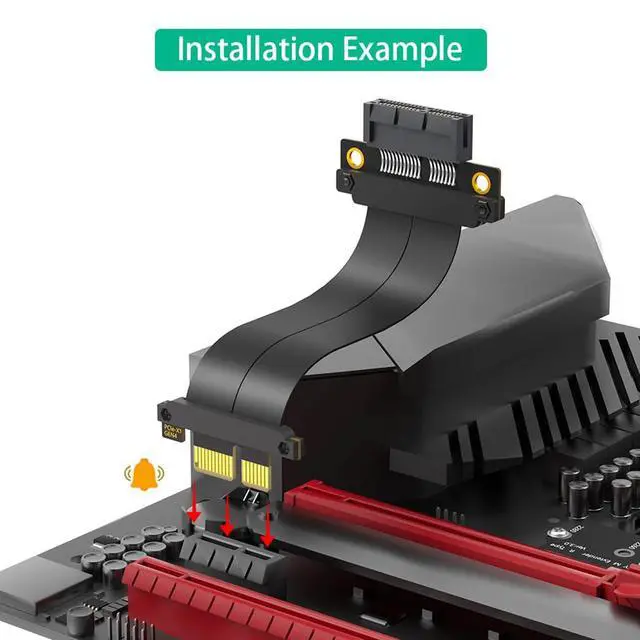 Alt view image 3 of 7 - PCI-E 4.0 4X 1X Extension Cable 10CM High Speed 8Gbps/4Gbps with Gold-Plated Connector for 1U 2U Chassis (1X, 180° to 180°,10cm)