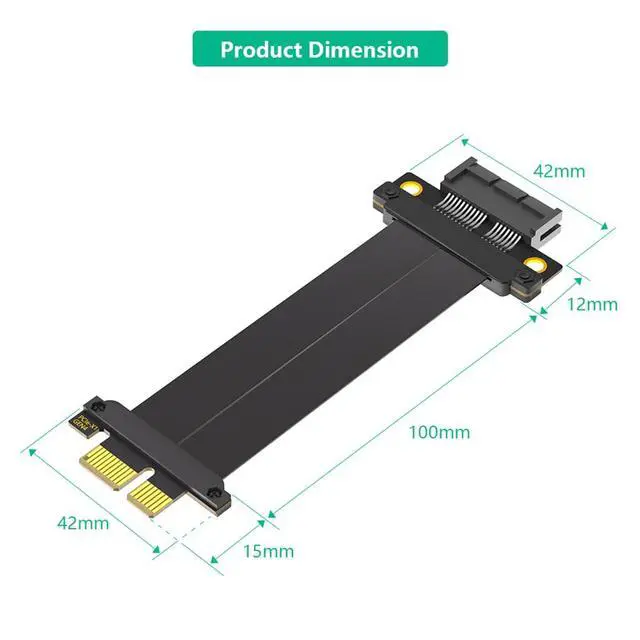 Alt view image 5 of 7 - PCI-E 4.0 4X 1X Extension Cable 10CM High Speed 8Gbps/4Gbps with Gold-Plated Connector for 1U 2U Chassis (1X, 180° to 180°,10cm)