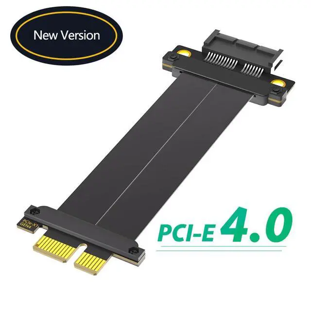 Alt view image 7 of 7 - PCI-E 4.0 4X 1X Extension Cable 10CM High Speed 8Gbps/4Gbps with Gold-Plated Connector for 1U 2U Chassis (1X, 180° to 180°,10cm)