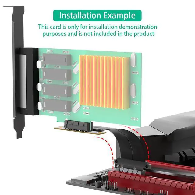 Alt view image 6 of 7 - PCI-E 4.0 4X 1X Extension Cable 10CM High Speed 8Gbps/4Gbps with Gold-Plated Connector for 1U 2U Chassis (1X, 90° to 180°,10cm)
