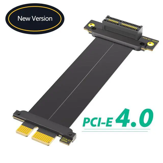 Alt view image 7 of 7 - PCI-E 4.0 4X 1X Extension Cable 10CM High Speed 8Gbps/4Gbps with Gold-Plated Connector for 1U 2U Chassis (1X, 90° to 180°,10cm)