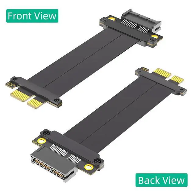 Alt view image 6 of 7 - PCI-E 4.0 4X 1X Extension Cable 10CM High Speed 8Gbps/4Gbps with Gold-Plated Connector for 1U 2U Chassis (1X, 180° to 180°,10cm)