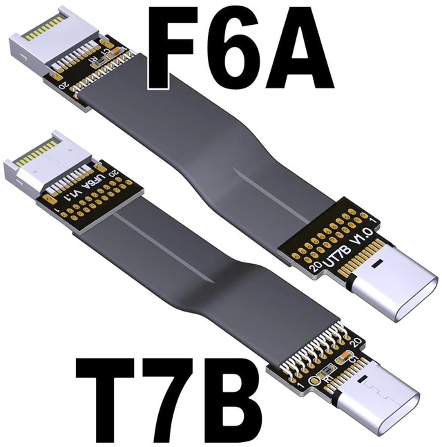 Alt view image 2 of 6 - USB3.2 Extension Cable USB-C Female to Type E Male 19P/20P Motherboard Converter Cable (T7B-F6A,15cm)
