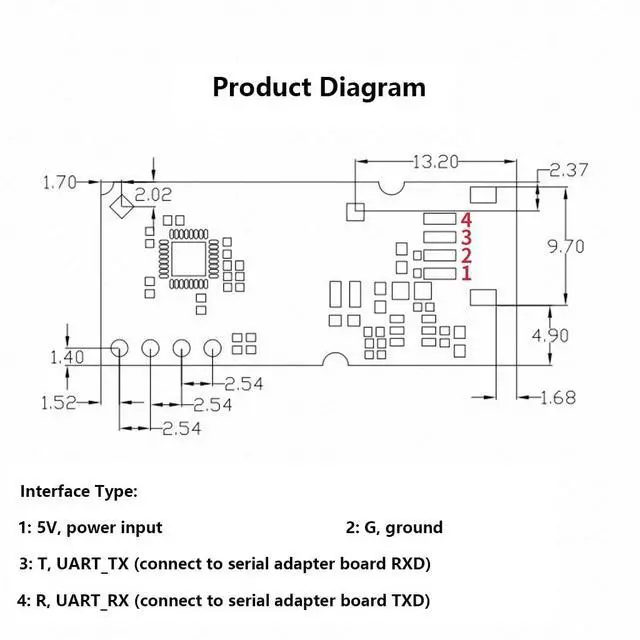 Alt view image 7 of 7 - HLK-LD2454 24G Multi-Target Human Motion Trajectory Radar Sensor Module Single-Transmitter, Dual-Receiver via Serial Communication (Module Test Kit)