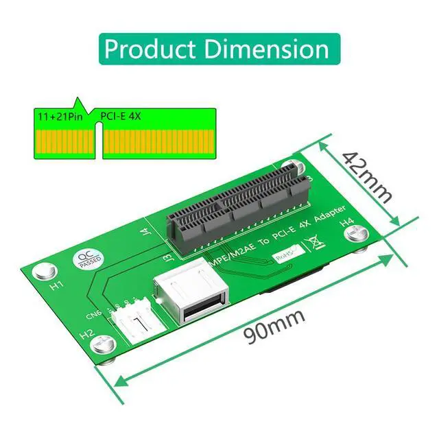 Alt view image 6 of 7 - JMT 2.5Gpbs Mini PCI-E to PCI-E Express X4/X8 +USB Riser Card with High Speed FPC Cable with Magnetic Pad (X4 Vertical)