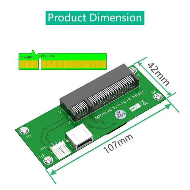 Alt view image 3 of 7 - JMT 2.5Gpbs Mini PCI-E to PCI-E Express X4/X8 +USB Riser Card with High Speed FPC Cable with Magnetic Pad (X8 Horizontal)