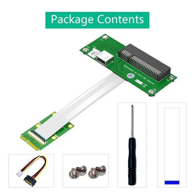 Alt view image 7 of 7 - JMT 2.5Gpbs Mini PCI-E to PCI-E Express X4/X8 +USB Riser Card with High Speed FPC Cable with Magnetic Pad (X8 Horizontal)