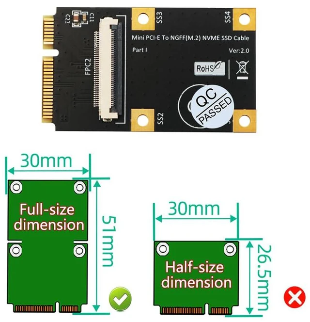 Alt view image 3 of 7 - JMT Mini PCI-E to M.2 NGFF Key M Extension Cable with FFC Cable for M.2 2230/2242/2260/2280 Card