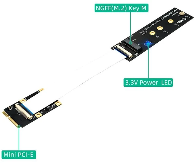 Alt view image 5 of 7 - JMT Mini PCI-E to M.2 NGFF Key M Extension Cable with FFC Cable for M.2 2230/2242/2260/2280 Card