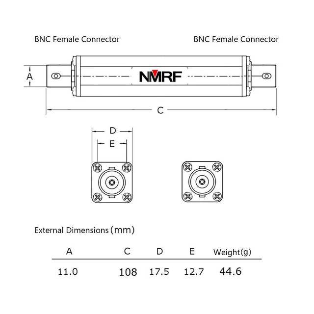 Alt view image 2 of 7 - 2W Ultra-High Resistance Resistors BNC-F Connector, Compact Design (100G/100kM)
