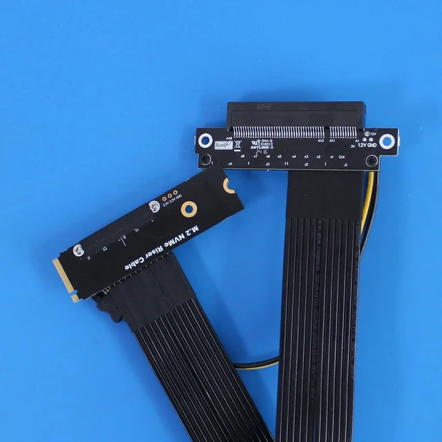 Alt view image 4 of 7 - 64G/BPS M.2 NVMe to x8 PCIe4.0 Extension Cable GEN4 Adapter Compatible with M2 NVME 2230 2240 2260 2280 SSD (M48UF,15CM)