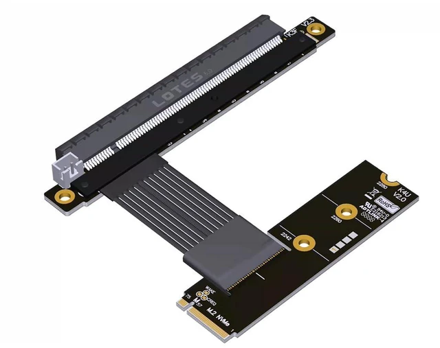 Main image of ADT-K43U M.2 MKey to PCIe5.0 x16 Graphics Card Extension Cable 128Gbps Compatible with NVMe MKey GPU STX Motherboard (K43UF-BK-5.0,15CM)