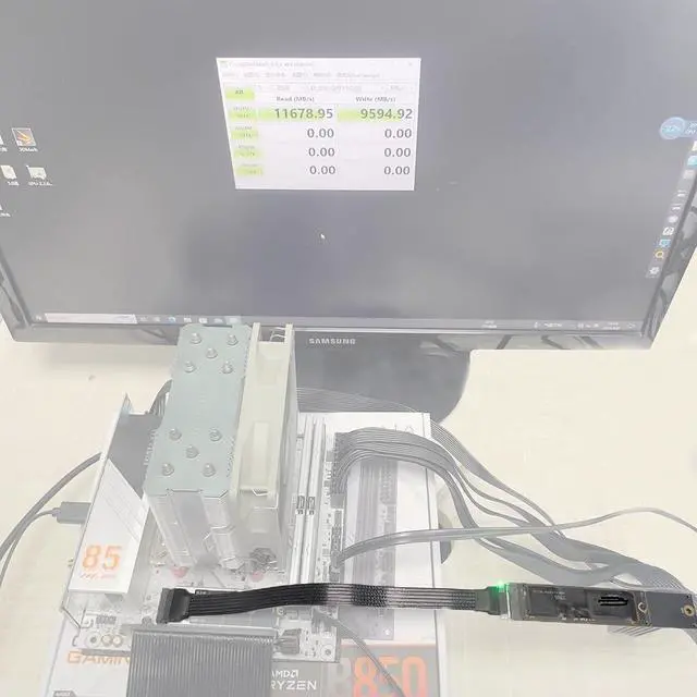Alt view image 2 of 7 - JMT M22EF-S PCIE5.0 X4 SSD Adapter Cable M.2 Mkey Extender 128Gbps Compatible with M.2 NVME 2280 22110 SSD (30CM)