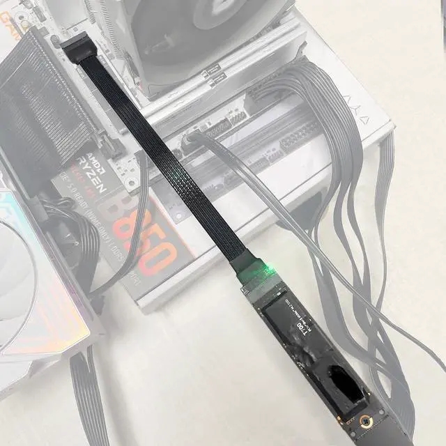 Alt view image 3 of 7 - JMT M22EF-S PCIE5.0 X4 SSD Adapter Cable M.2 Mkey Extender 128Gbps Compatible with M.2 NVME 2280 22110 SSD (30CM)