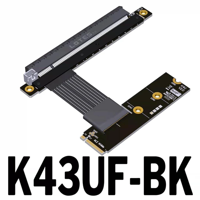 Alt view image 2 of 4 - ADT-K43U M.2 MKey to PCIe5.0 x16 Graphics Card Extension Cable 128Gbps Compatible with NVMe MKey GPU STX Motherboard (K43UF-BK-5.0,15CM)