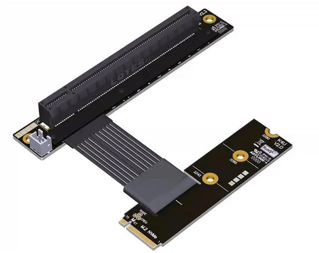 Main image of ADT-K43U M.2 MKey to PCIe5.0 x16 Graphics Card Extension Cable 128Gbps Compatible with NVMe MKey GPU STX Motherboard (K43UR-BK-5.0,15CM)