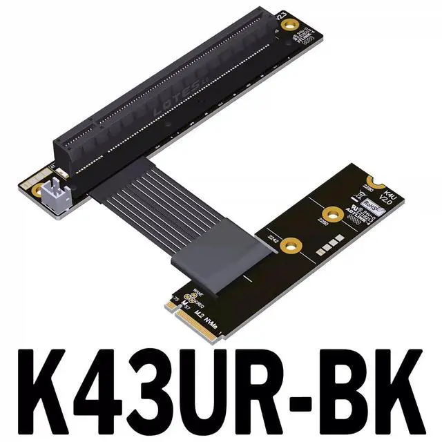 Alt view image 2 of 2 - ADT-K43U M.2 MKey to PCIe5.0 x16 Graphics Card Extension Cable 128Gbps Compatible with NVMe MKey GPU STX Motherboard (K43UR-BK-5.0,15CM)