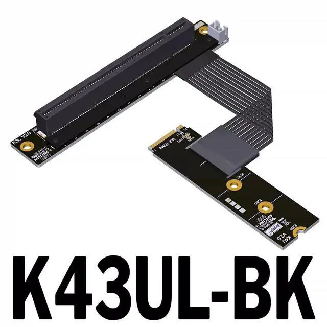 Alt view image 2 of 2 - ADT-K43U M.2 MKey to PCIe5.0 x16 Graphics Card Extension Cable 128Gbps Compatible with NVMe MKey GPU STX Motherboard (K43UL-BK-5.0,15CM)