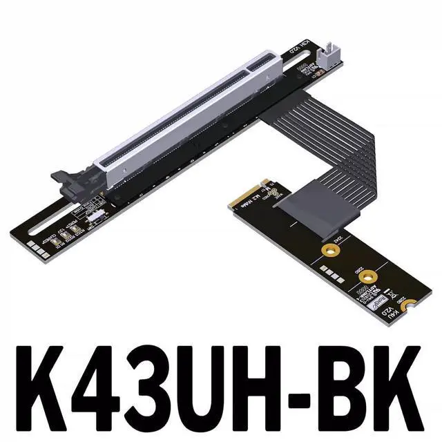 Alt view image 2 of 2 - ADT-K43U M.2 MKey to PCIe5.0 x16 Graphics Card Extension Cable 128Gbps Compatible with NVMe MKey GPU STX Motherboard (K43UH-BK-5.0,15CM)