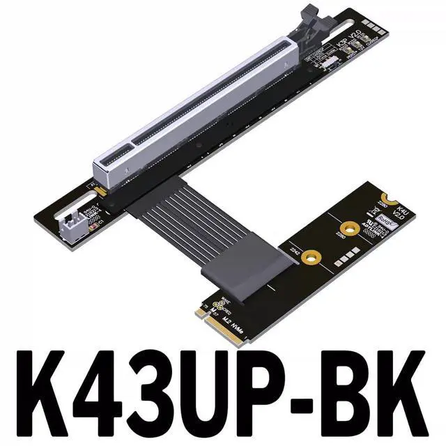 Alt view image 2 of 2 - ADT-K43U M.2 MKey to PCIe5.0 x16 Graphics Card Extension Cable 128Gbps Compatible with NVMe MKey GPU STX Motherboard (K43UP-BK-5.0,15CM)
