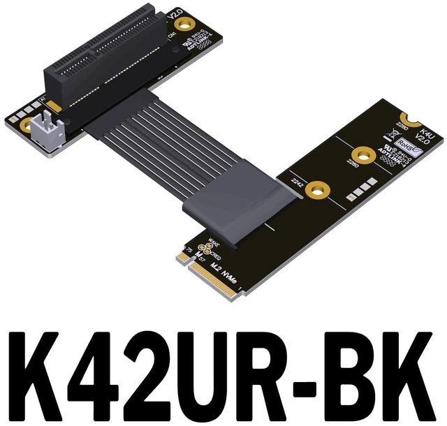 Alt view image 2 of 3 - ADT-K42U M.2 NVMe-Compatible to PCIe x4 Extension Cable 128Gbps High-Speed Lossless Flexible Ribbon Cable (15CM,K42UR-BK 5.0)
