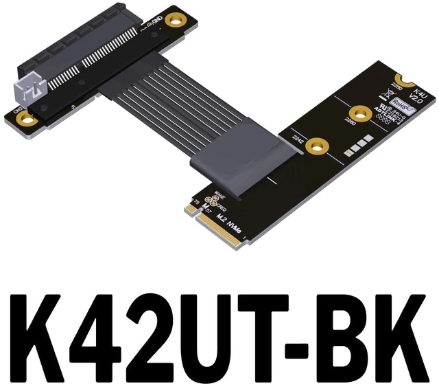 Alt view image 2 of 3 - ADT-K42U M.2 NVMe-Compatible to PCIe x4 Extension Cable 128Gbps High-Speed Lossless Flexible Ribbon Cable (15CM,K42UT-BK 5.0)