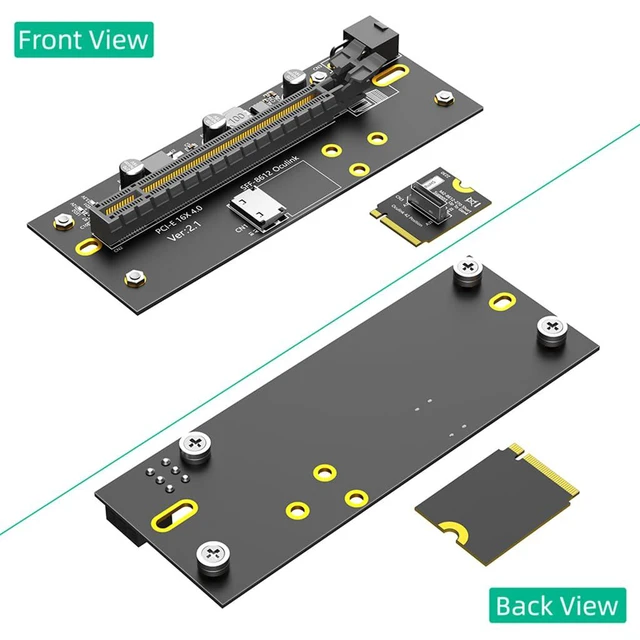 Alt view image 6 of 7 - M.2 M-Key 2230 to PCI-e 4.0 X16 Extension Card 32G/BPS with Oculink SFF-8612 Cable 50cm Compatible with M.2 NVMe 2230 SSD