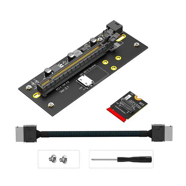 Alt view image 7 of 7 - M.2 M-Key 2230 to PCI-e 4.0 X16 Extension Card 32G/BPS with Oculink SFF-8612 Cable 50cm Compatible with M.2 NVMe 2230 SSD