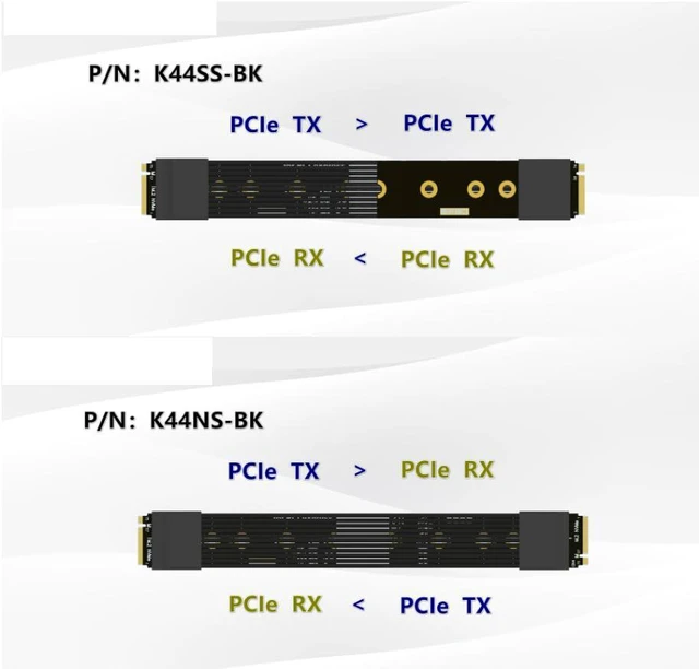 Alt view image 4 of 5 - ADT-K44 M.2 MKey Extension Cable 128Gbps Male-to-Male PCIe 5.0 x4 High Speed Compatible with NVMe for Server PCIe Signal Transmission (15CM,K44SS-SI)