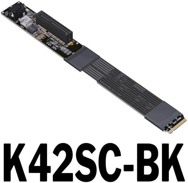Alt view image 2 of 7 - ADT-K42 M.2 MKey to PCIe5.0 X4 Extension Cable DMA Adapter High-Speed Lossless Flexible Ribbon Compatible with NVMe 2230 2242 2260 2280 SSD (15CM,K42SC-BK 5.0)