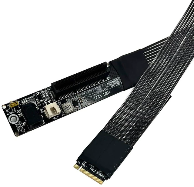 Alt view image 7 of 7 - ADT-K42 M.2 MKey to PCIe5.0 X4 Extension Cable DMA Adapter High-Speed Lossless Flexible Ribbon Compatible with NVMe 2230 2242 2260 2280 SSD (15CM,K42SC-BK 5.0)
