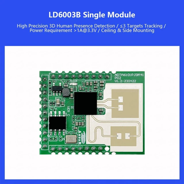 Alt view image 3 of 7 - HLK-LD6003B 60G High Precision Multi-Target Human Status Detection Module 3D Trajectory Tracking Distance Angle and Speed (Module only)