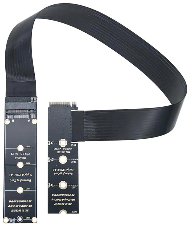 Main image of M.2 MKey BKey NGFF Drive Extension Cable PCIe 4.0 High Speed Transmission Compatible with NVMe NGFF 2230 2242 2260 2280 SSD (30CM,Angled Version)