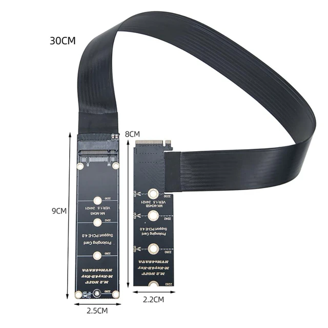 Alt view image 2 of 6 - M.2 MKey BKey NGFF Drive Extension Cable PCIe 4.0 High Speed Transmission Compatible with NVMe NGFF 2230 2242 2260 2280 SSD (30CM,Angled Version)