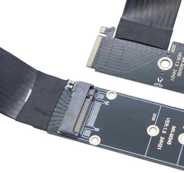 Alt view image 4 of 6 - M.2 MKey BKey NGFF Drive Extension Cable PCIe 4.0 High Speed Transmission Compatible with NVMe NGFF 2230 2242 2260 2280 SSD (30CM,Angled Version)