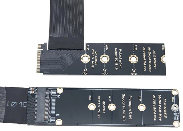 Alt view image 6 of 6 - M.2 MKey BKey NGFF Drive Extension Cable PCIe 4.0 High Speed Transmission Compatible with NVMe NGFF 2230 2242 2260 2280 SSD (30CM,Angled Version)