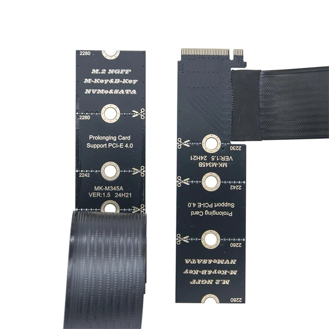 Alt view image 5 of 6 - M.2 MKey BKey NGFF Drive Extension Cable PCIe 4.0 High Speed Transmission Compatible with NVMe NGFF 2230 2242 2260 2280 SSD (30CM,Angled Version)