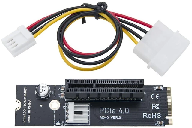 Main image of PCIe4.0 X4 to M.2 Mkey Adapter Card Support PCIe x1 x4 x8 x16 Interface Compatible with M.2 NVMe 2260 2280 SSD (with IDE Cable)