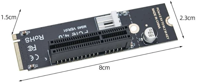 Alt view image 5 of 6 - PCIe4.0 X4 to M.2 Mkey Adapter Card Support PCIe x1 x4 x8 x16 Interface Compatible with M.2 NVMe 2260 2280 SSD (with IDE Cable)