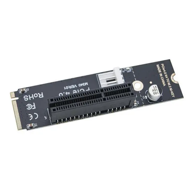 Alt view image 6 of 6 - PCIe4.0 X4 to M.2 Mkey Adapter Card Support PCIe x1 x4 x8 x16 Interface Compatible with M.2 NVMe 2260 2280 SSD (with IDE Cable)