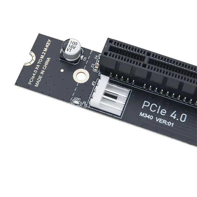 Alt view image 2 of 6 - PCIe4.0 X4 to M.2 Mkey Adapter Card Support PCIe x1 x4 x8 x16 Interface Compatible with M.2 NVMe 2260 2280 SSD (with IDE Cable)