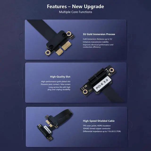 Alt view image 2 of 7 - PCI-E 1X to 1X Extension Cable Flexible Flat Ribbon for Graphics Card Support X1 X4 X8 X16 (20CM PCIe4.0,Straight in/Side Out)
