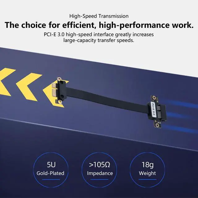 Alt view image 5 of 7 - PCI-E 1X to 1X Extension Cable Flexible Flat Ribbon for Graphics Card Support X1 X4 X8 X16 (20CM PCIe4.0,Straight in/Side Out)