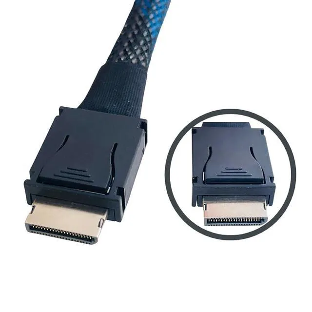 Alt view image 2 of 7 - JMT PCIE4.0 x4 SFF8611 to SFF-8611 Extension Cable Support 24Gbps SAS-4 Compatible with Ouclink 4i Full Function (10cm)