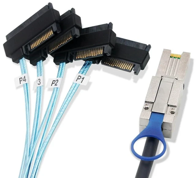 Alt view image 4 of 5 - JMT MINI SAS HD SFF-8088 26P to 4X SAS 8482 Server Adapter Cable 2 in 1 (100CM)