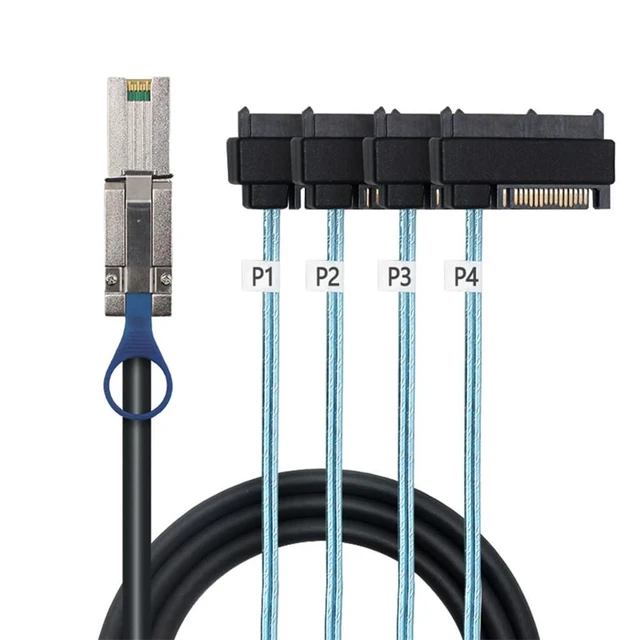Alt view image 5 of 5 - JMT MINI SAS HD SFF-8088 26P to 4X SAS 8482 Server Adapter Cable 2 in 1 (100CM)