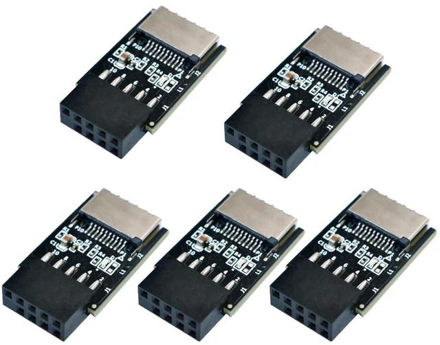 Main image of JMT USB 2.0 9pin Front Panel Header to USB 2.0 Type-E Internal Adapter with 5V Power LED (5Pcs)