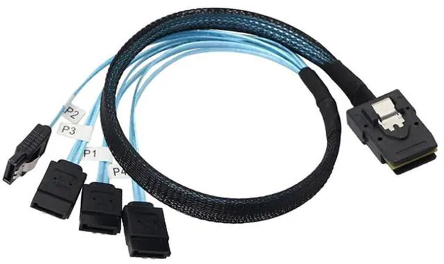 Alt view image 3 of 5 - JMT MINI SAS 8087 Server Cable Male Female High-Speed MINI SAS 8087 to Slim SAS 8654 4I/4X SATA 7P Adapter (to 4X SATA 7P Female,100cm)
